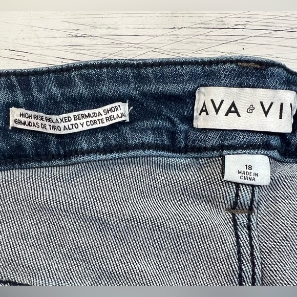 SOLD Ava & Viv Women’s High Waste Denim Shorts, Blue, Size 18, Brand New - Picture 7 of 9